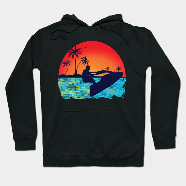 Jet Ski Sunset Palm Design Hoodie by echopark12